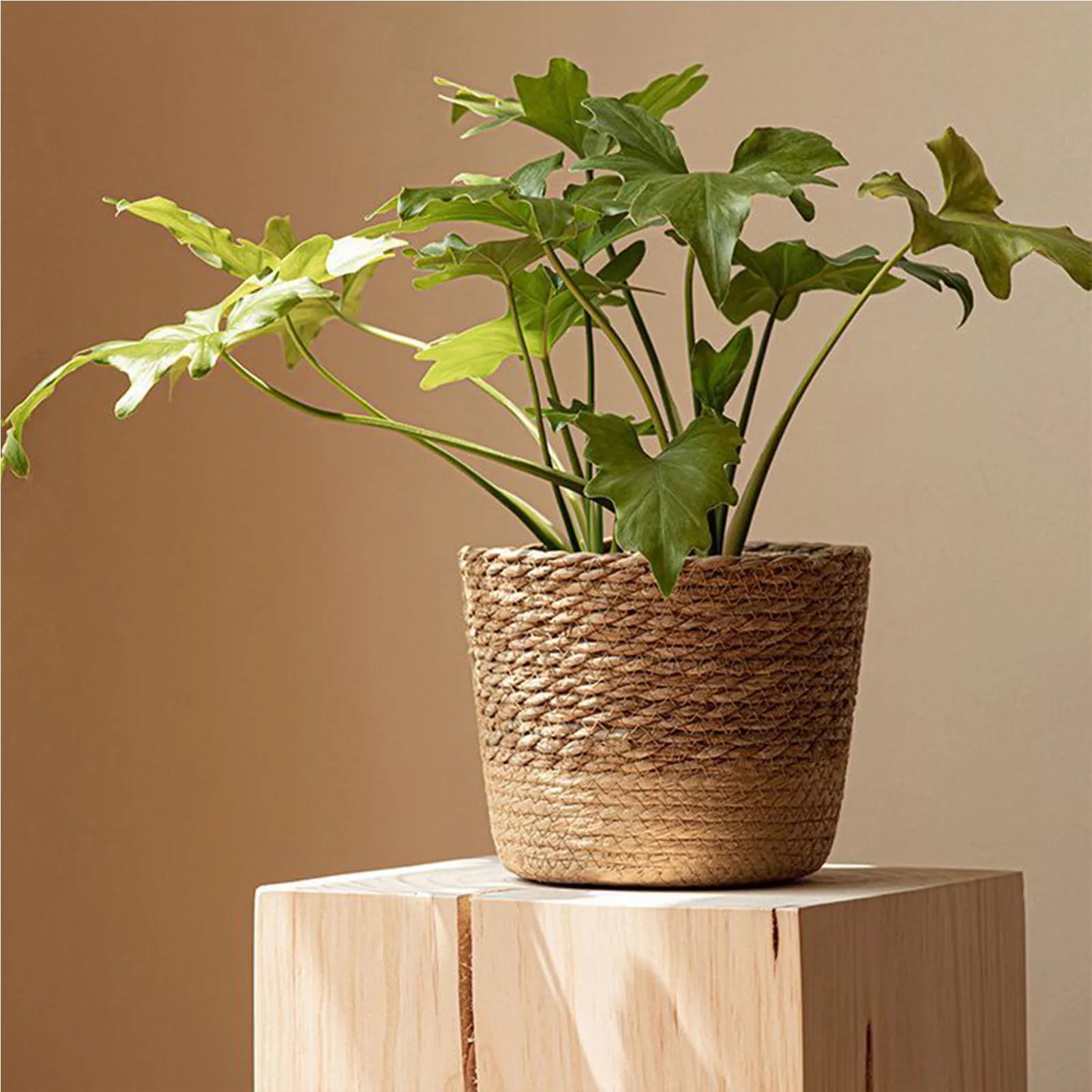 Rattan Straw Weaving Flower Plant Pot Wicker Basket Flowerpot Storage Basket Garden Flowerpot Handmade Woven Planter Basket