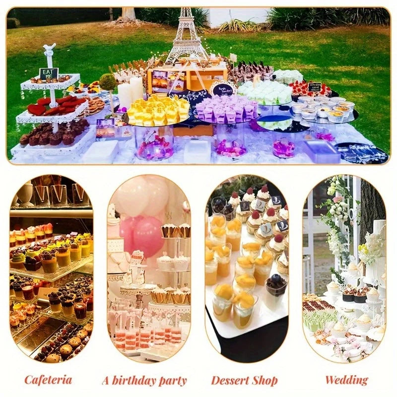 Plastic Square Dessert Cups, Small Appetizer Cups, Plastic Cup for Puddings, Chocolate Cakes, Gathering Wedding Party Supplies