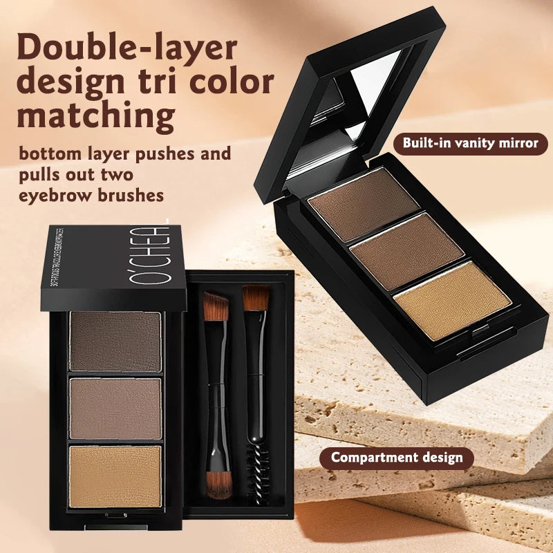 3-Shade Waterproof Eyebrow Powder Palette