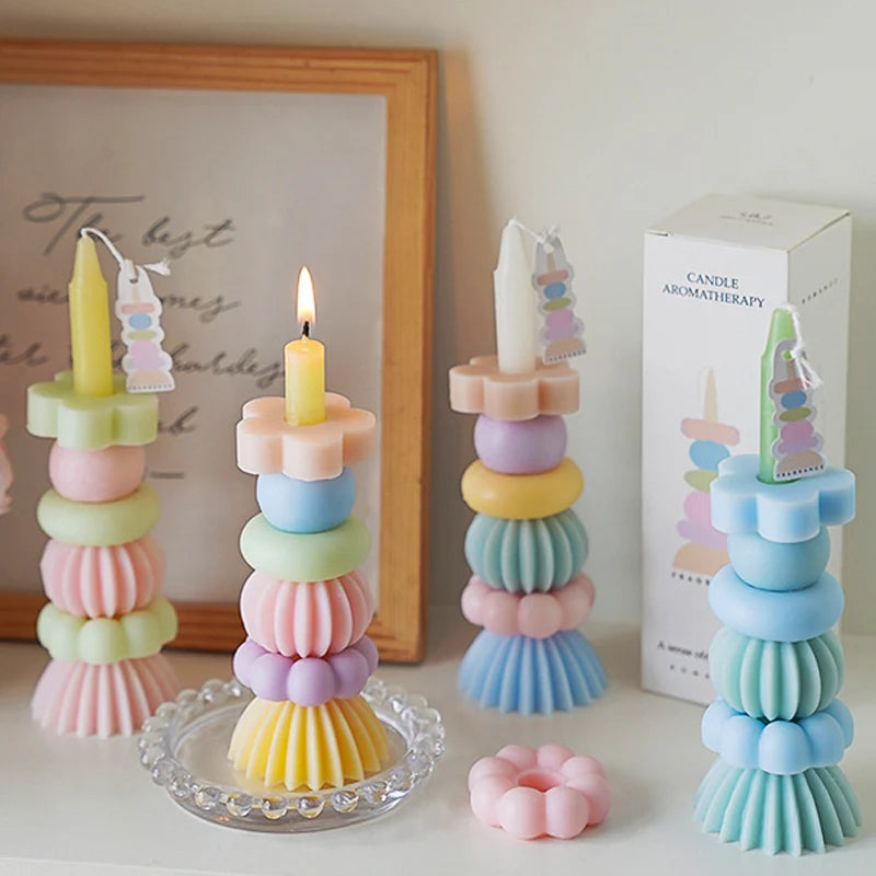 Stackable Geometric Soy Wax Scented Candle | Wedding & Party Decor