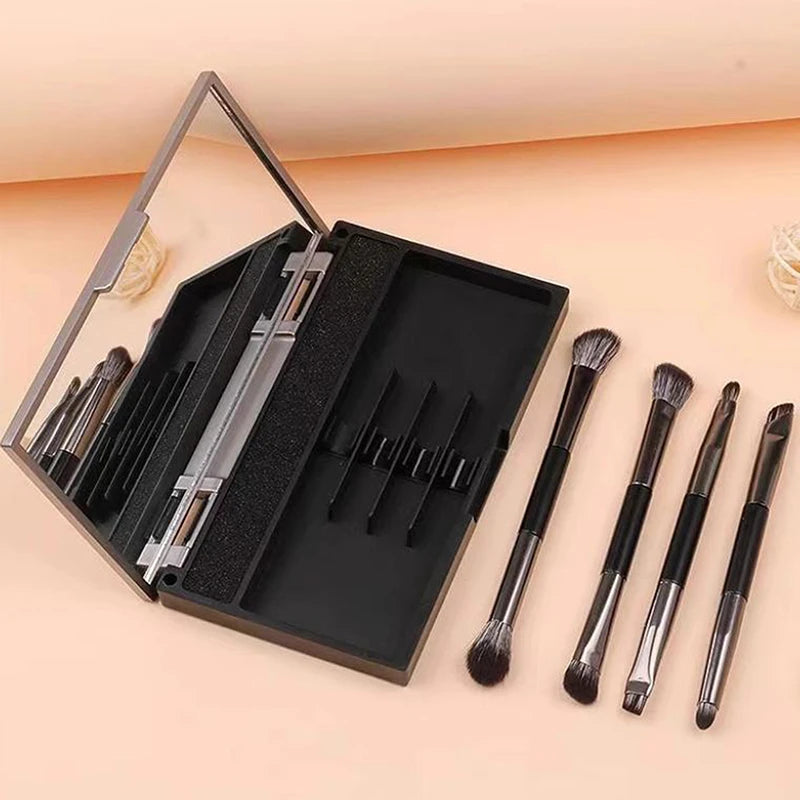 Mini Travel Makeup Brush Set with Mirror