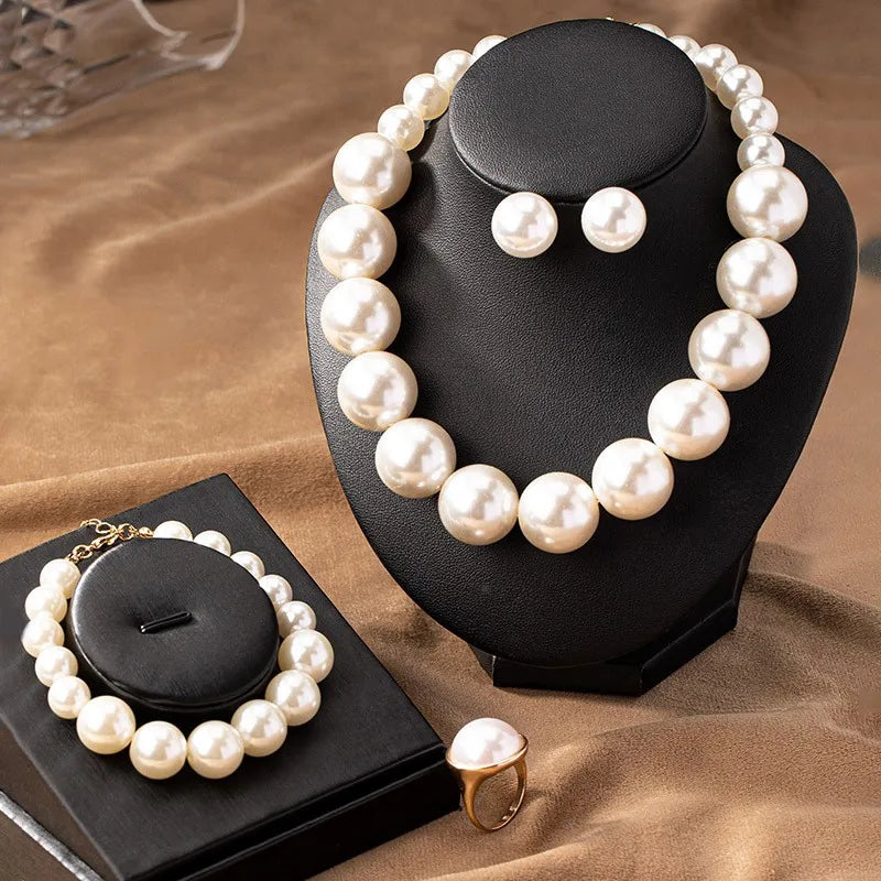 3-Layered Faux Pearl Necklace Set – Vintage Baroque Style with Cross Pendant FREE UK Delivery