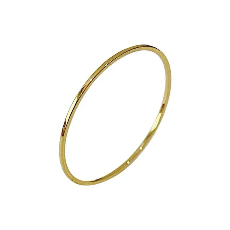 2mm Thin 18K Gold Plated Titanium Steel Ring – Minimalist Stacking Ring for Women
