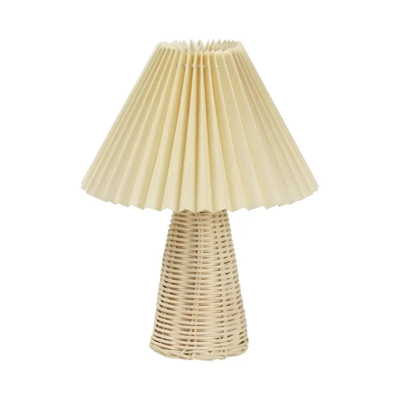 Nordic Pleated Ins Night Light Decoration Retro Vintage Pleated Desk Lamp Bedroom High-End Atmosphere Bedside Lamp
