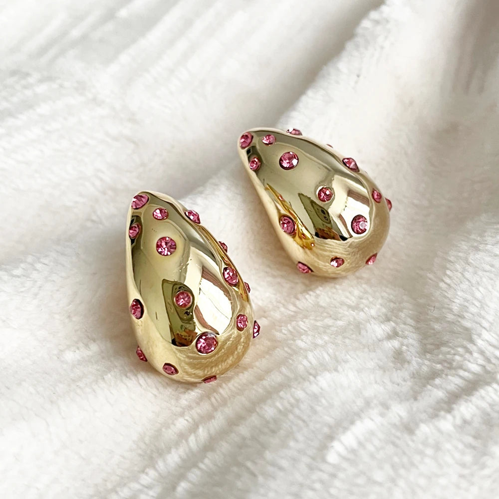 18K PVD Gold Teardrop Earrings – Waterproof Steel