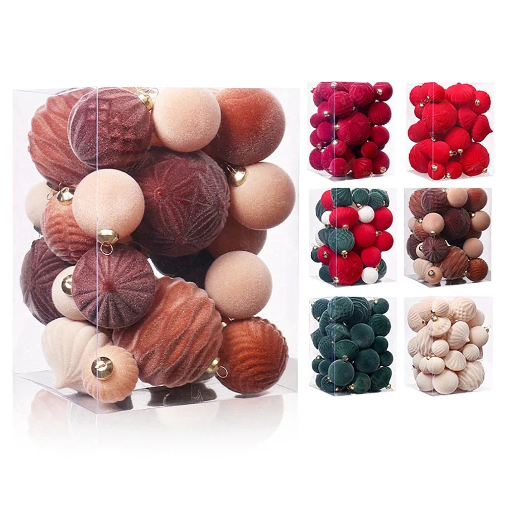 35-Piece Velvet Christmas Ball Ornaments Set – Shatterproof Tree Decorations