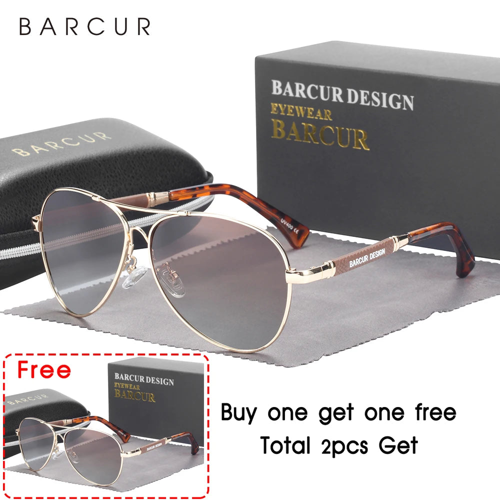 BARCUR Polarized Pilot Sunglasses – Memory Frame, Gradient Mirror Lens | Women & Men