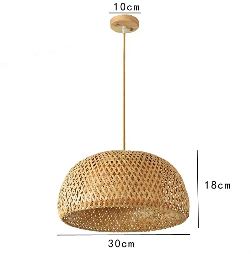 Handmade Rattan Pendant Light – Boho Wicker Hanging Lamp