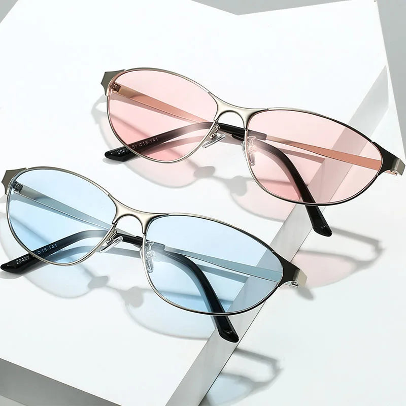 Women Stylish Hip Hop Sunglasses Men Unisex Outdoor Travel Fashion Metal Frame Goggle Shades Fashionable Street Sun Glasses