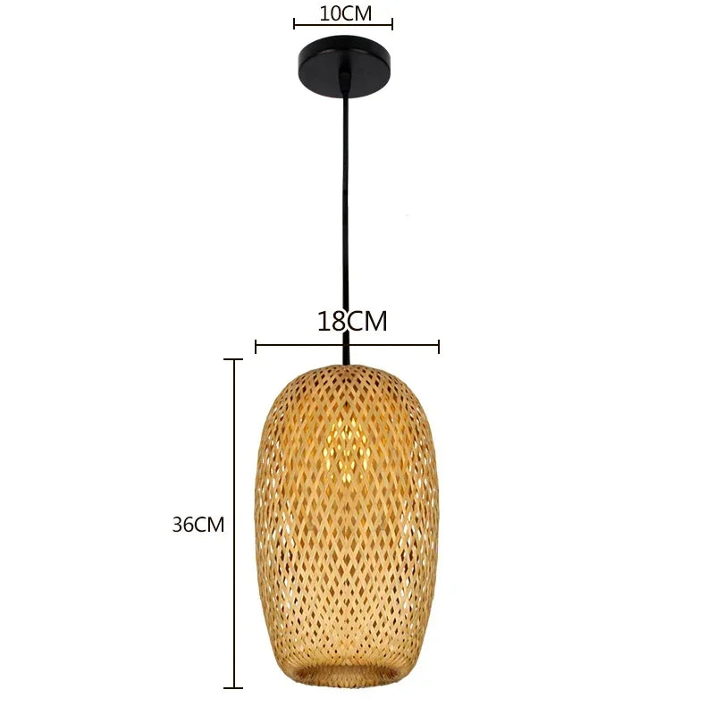 Handmade Rattan Pendant Light – Boho Wicker Hanging Lamp