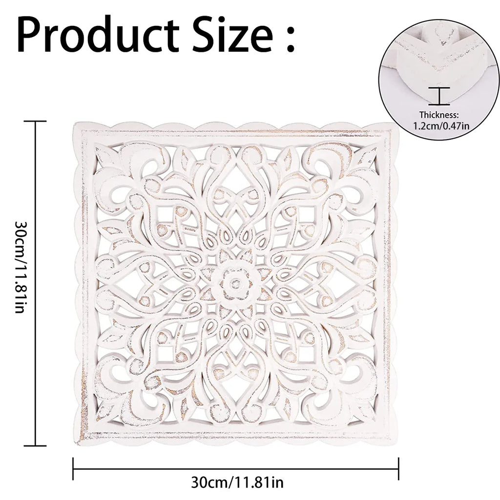Hollow Carved Wooden Wall Panel | Floral Hanging Décor for Living Room & Bedroom