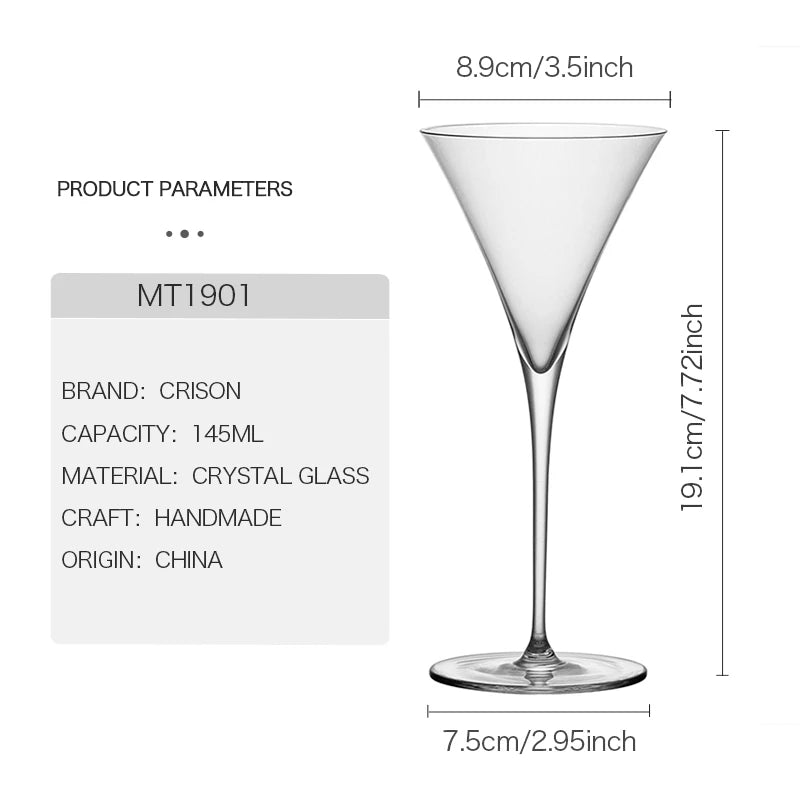 CRISON Japanese Style Martini Glass – Crystal Cocktail Cup 145ml