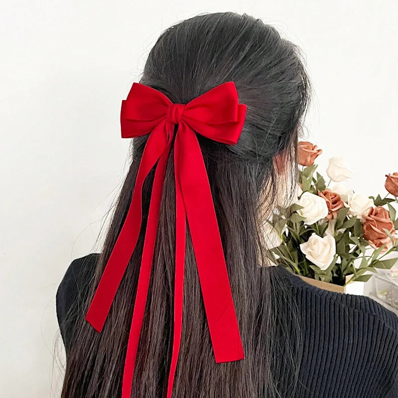 Sweet Simple Temperament Girl Bow Floaty Hair Clip Ribbon Chinese Style Everything