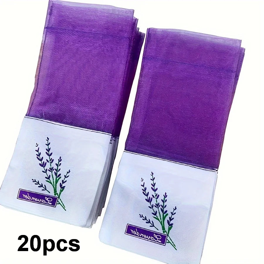 20pcs/ Lace Linen Sachet, Empty Bag Purple Strap Mesh Sachet Sachet Bag Suitable for Living Room Room, Study, Aromatherapy Bags