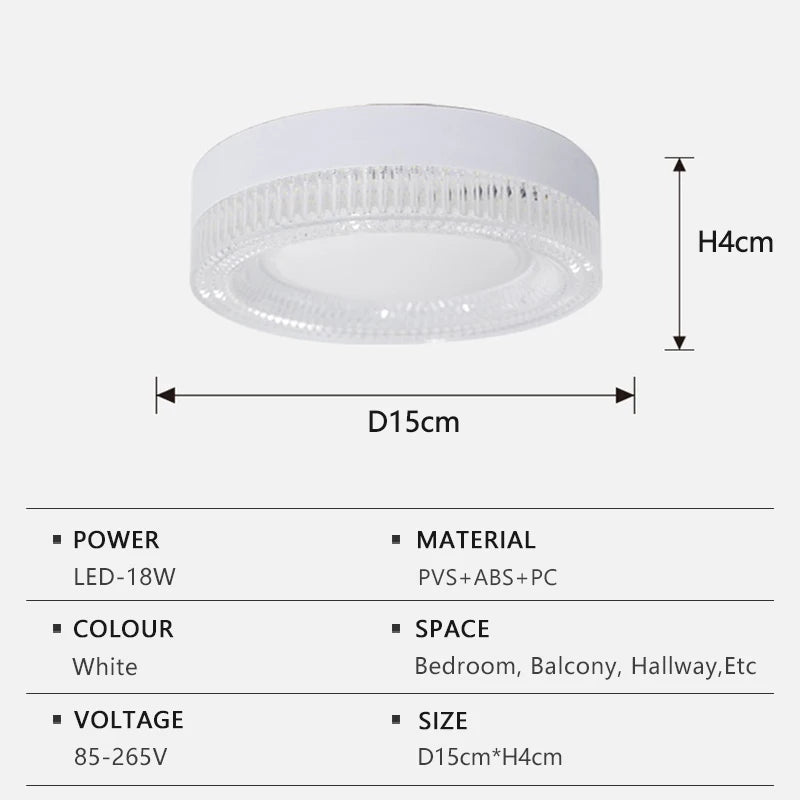 Modern LED Ceiling Light | Round Crystal Design | Indoor Home Lamp
