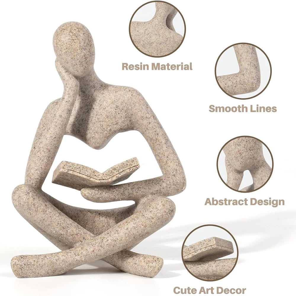 Abstract Thinker Sculpture | Modern Resin Figurine for Bookshelf & Desk Decor