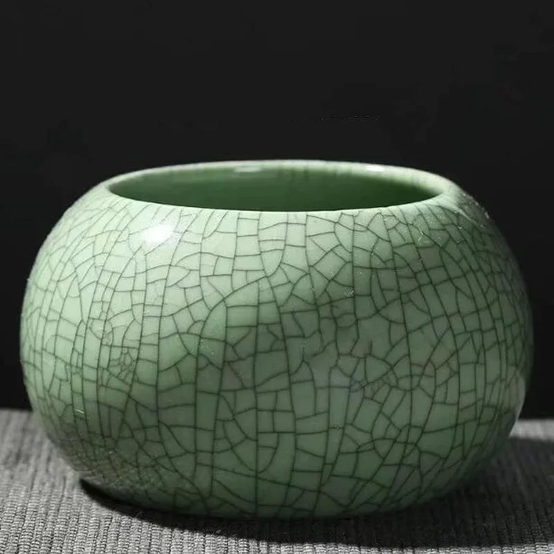 Handmade Ice Crack Round Vase – Ceramic Succulent Pot & Home Garden Decor