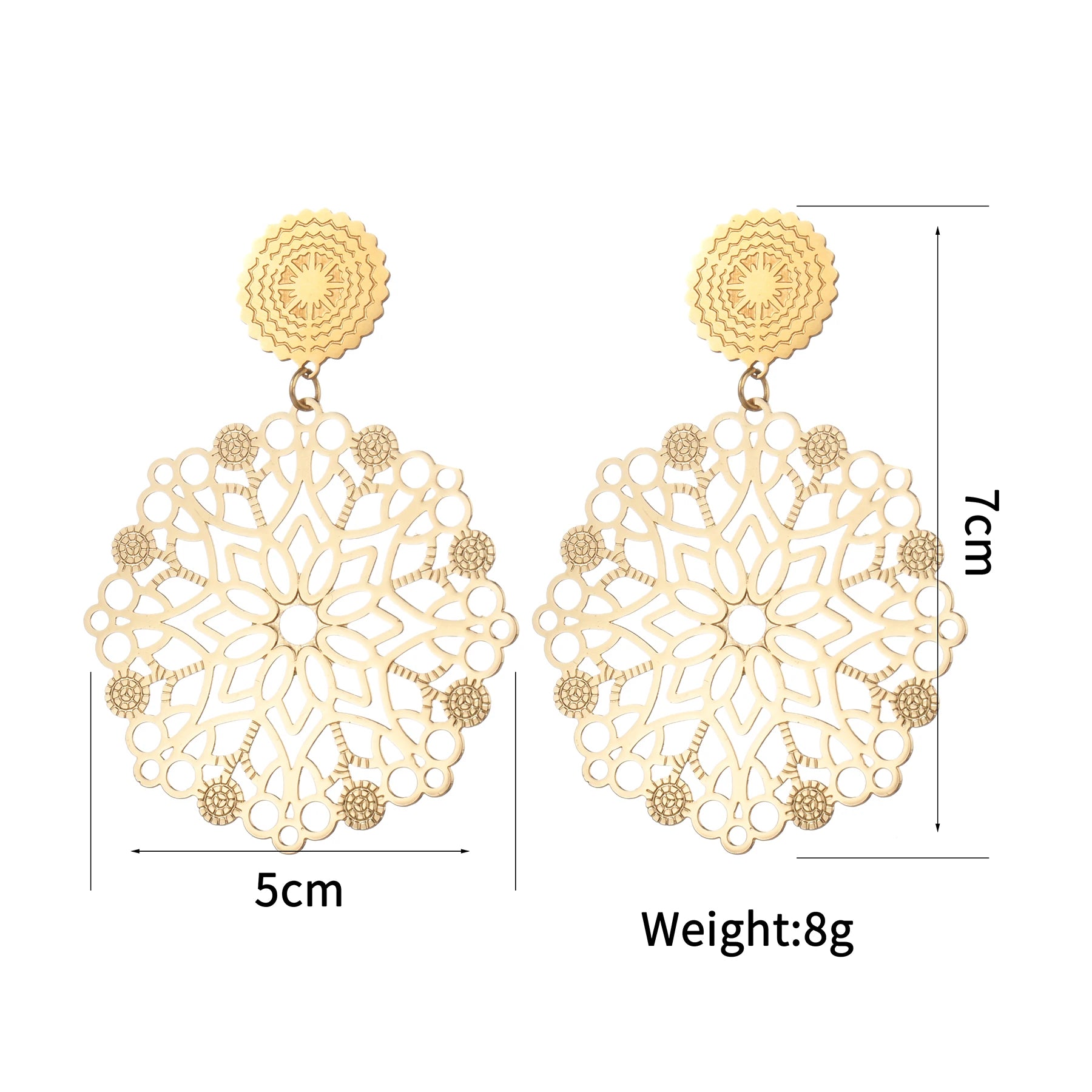 Gold Bohemian Hollow Round Earrings – Vintage Style Jewelry ✅FREE UK Delivery