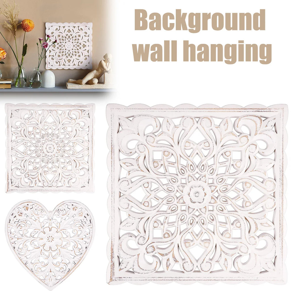 Hollow Carved Wooden Wall Panel | Floral Hanging Décor for Living Room & Bedroom