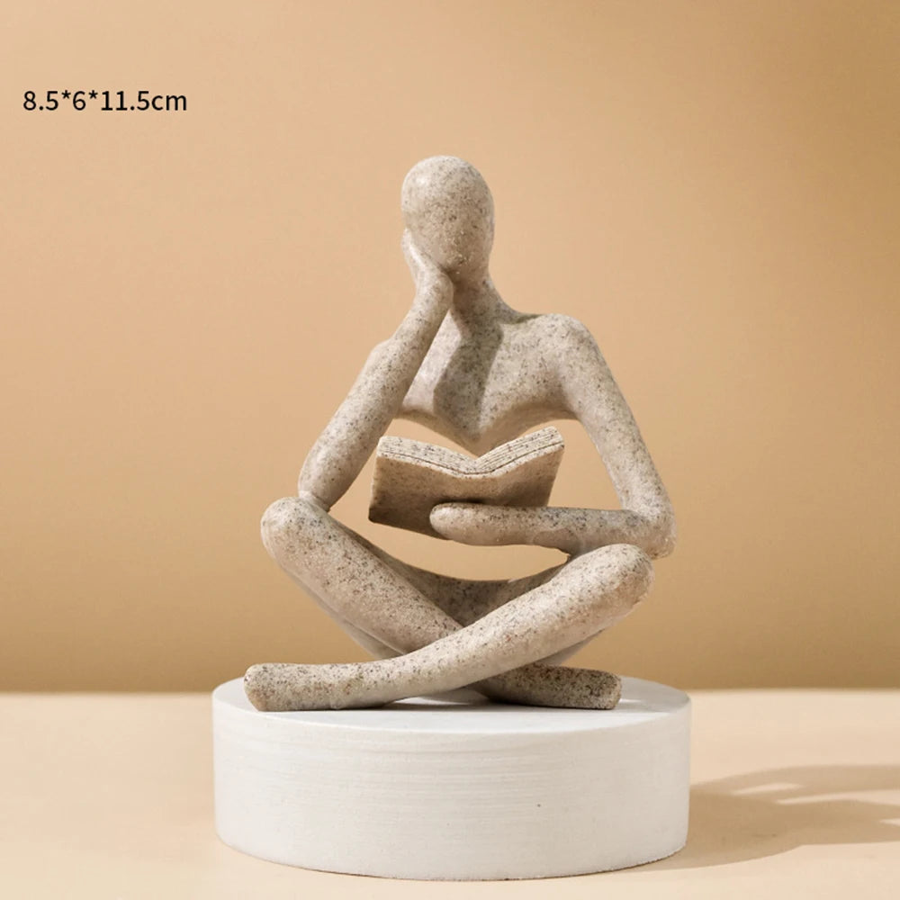 Abstract Thinker Sculpture | Modern Resin Figurine for Bookshelf & Desk Decor