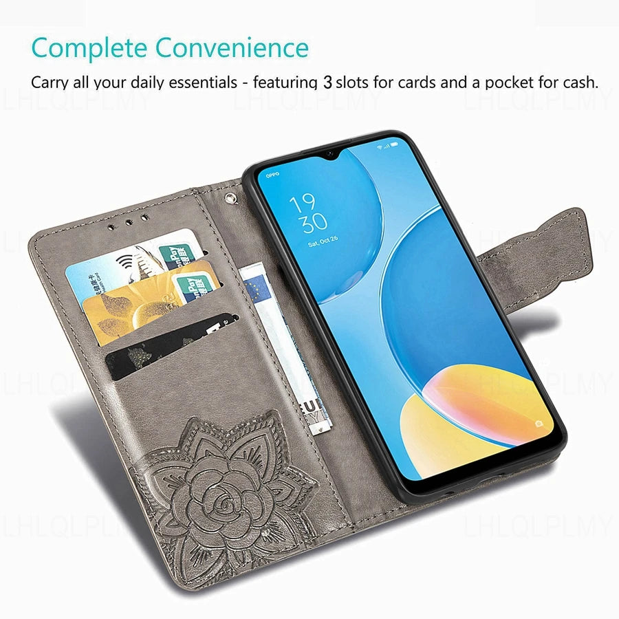 Butterfly Leather Flip Wallet Case For OPPO A58 A18 A16 A76 A96 A55 A17 A72 A52 A53 A31 A91 A15 A5 A9 2020 A60 Find X3 X5 Cover