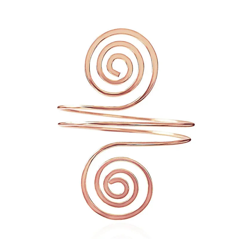Spiral Swirl Upper Arm Cuff – Gold & Silver Boho Jewellery for Women