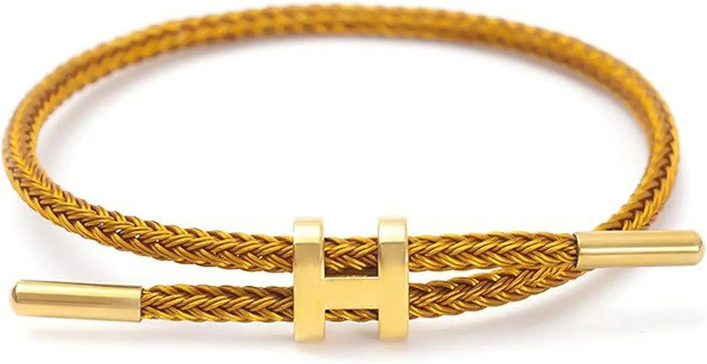 Adjustable Rope Charm Bracelet – 14K Gold Plated H Buckle, Stainless Steel, Multi-Color Cord, Minimalist Fashion Jewelry & Gift ✅FREE UK Delivery