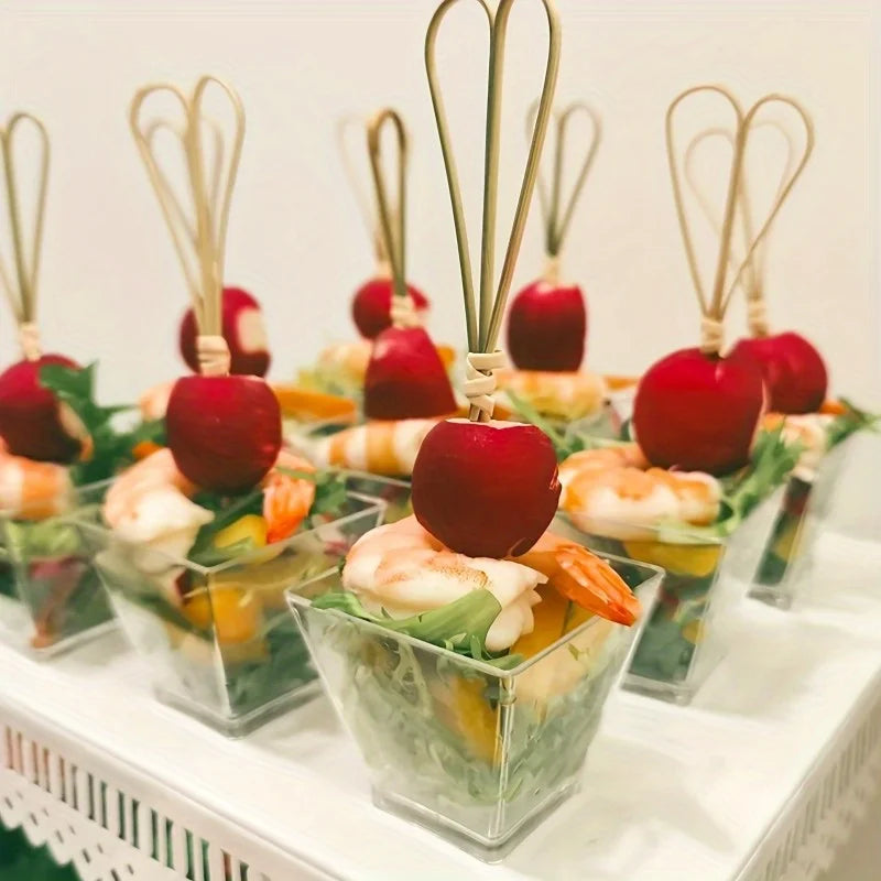 Plastic Square Dessert Cups, Small Appetizer Cups, Plastic Cup for Puddings, Chocolate Cakes, Gathering Wedding Party Supplies