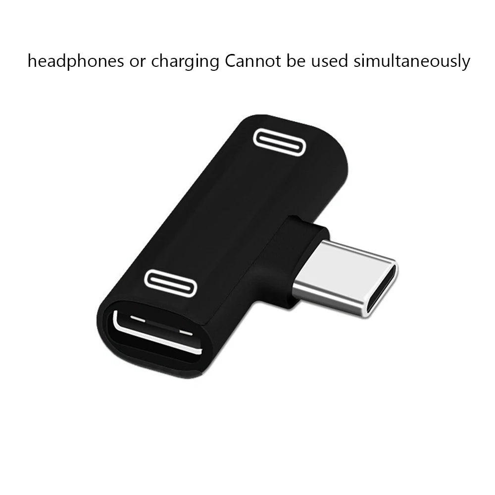 2-in-1 USB-C Splitter Adapter – Type-C Male to Dual Type-C Female for Charging & Earphones