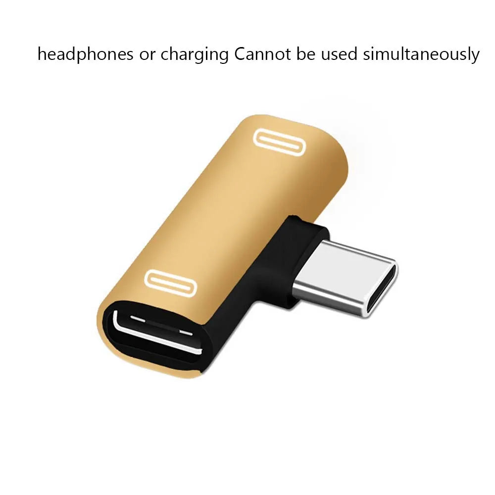 2-in-1 USB-C Splitter Adapter – Type-C Male to Dual Type-C Female for Charging & Earphones