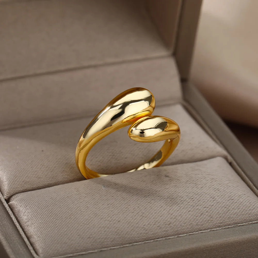 18K Gold Plated Stainless Steel Zircon Rings – Trendy Jewelry Gift