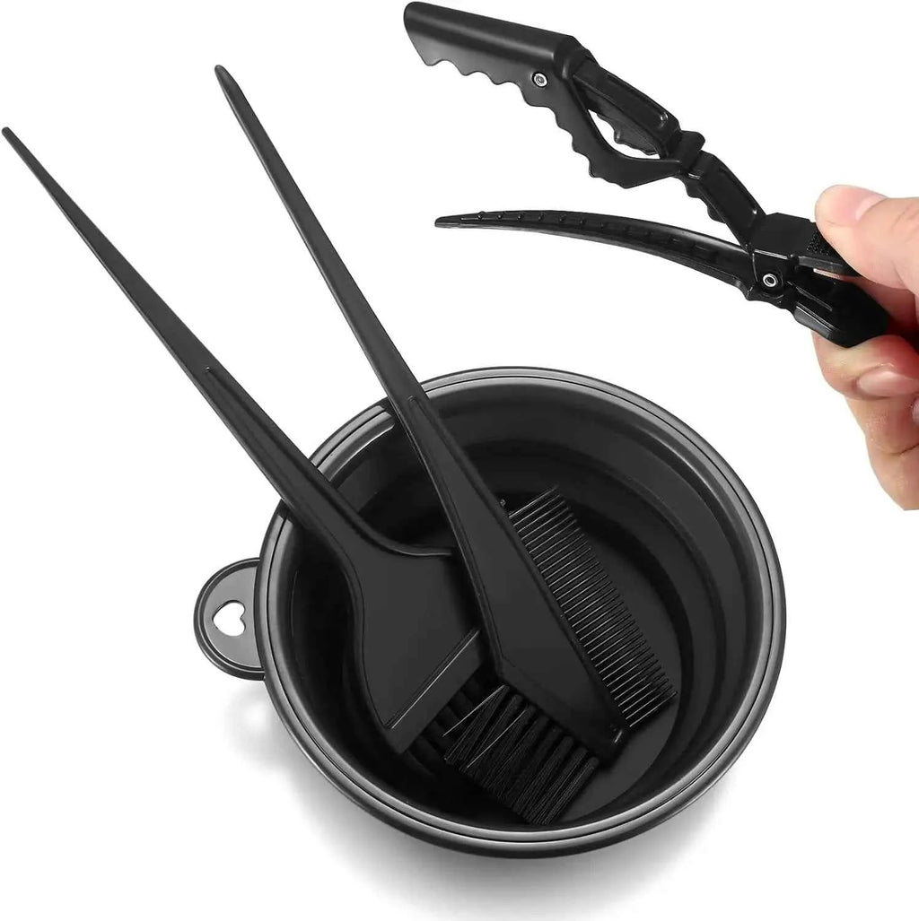 9 Pieces Hair Dye Set DIY Beauty Salon Kit Includes Mixing Bowl Brush Ear Cover Scarf Gloves Clips for Home Hair Coloring