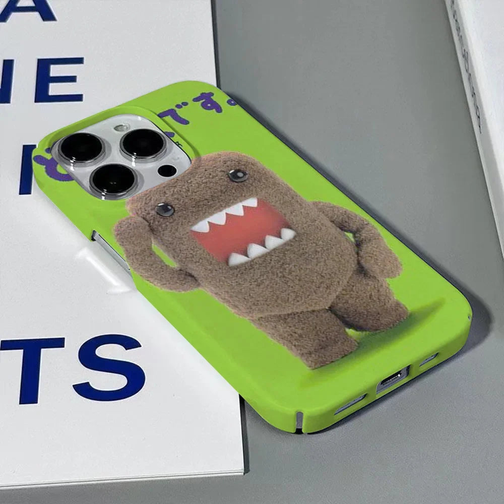 Cute Domo-kun Phone Case – Glossy Hard PC Cover for iPhone 16 15 14 13 12 11 Pro Max XS XR XSMax 6 7 8 Plus✅FREE UK Delivery