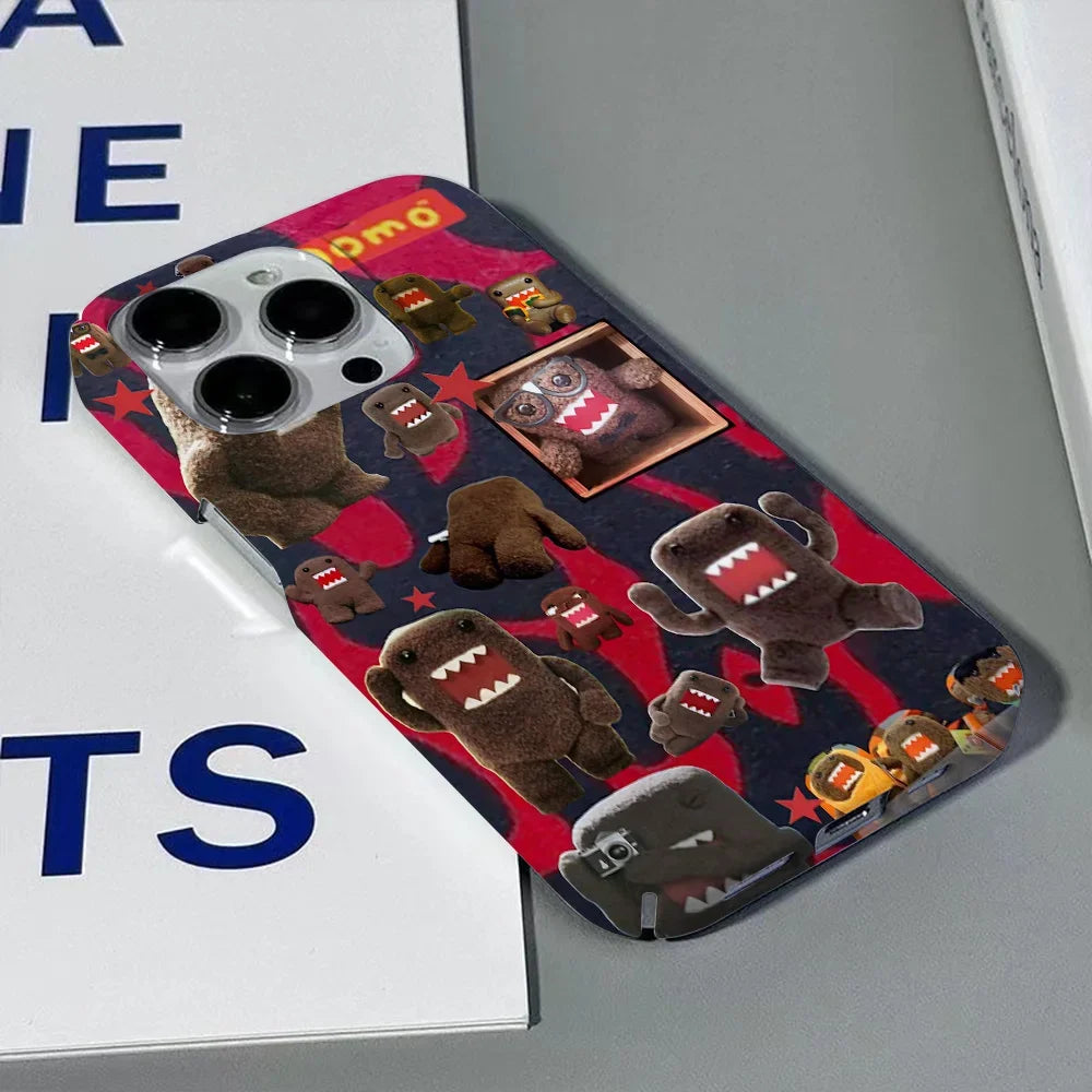 Cute Domo-kun Phone Case – Glossy Hard PC Cover for iPhone 16 15 14 13 12 11 Pro Max XS XR XSMax 6 7 8 Plus✅FREE UK Delivery