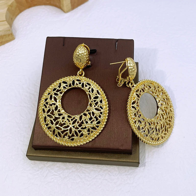 Two Tone Gold & Silver Hollow Round Drop Earrings – Unique Filigree Design, Elegant Dangle Earrings for Women, Wedding Party & Daily Wear Jewelry✅FREE UK Delivery