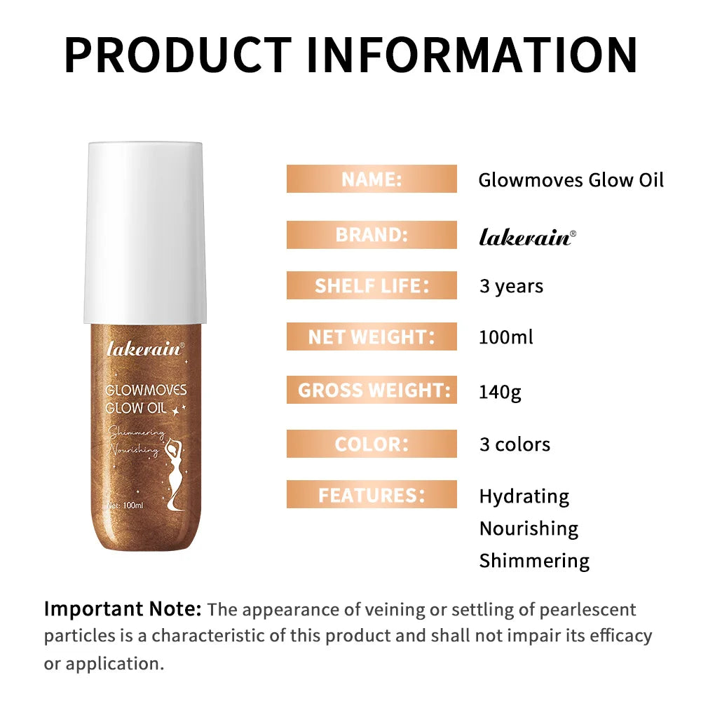 Lakerain Shiny Body Oil Full-Body Highlight Moisturizing Skin Nourishment Body Oil for Smooth And Gleaming Skin✅ FREE UK Delivery