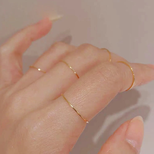2mm Thin 18K Gold Plated Titanium Steel Ring – Minimalist Stacking Ring for Women