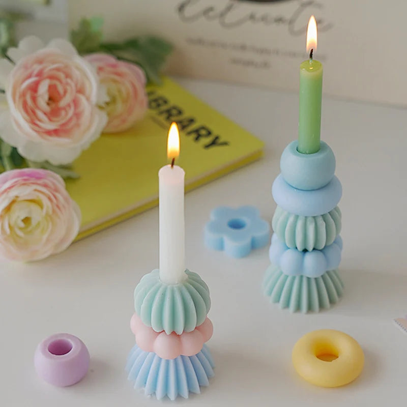Stackable Geometric Soy Wax Scented Candle | Wedding & Party Decor