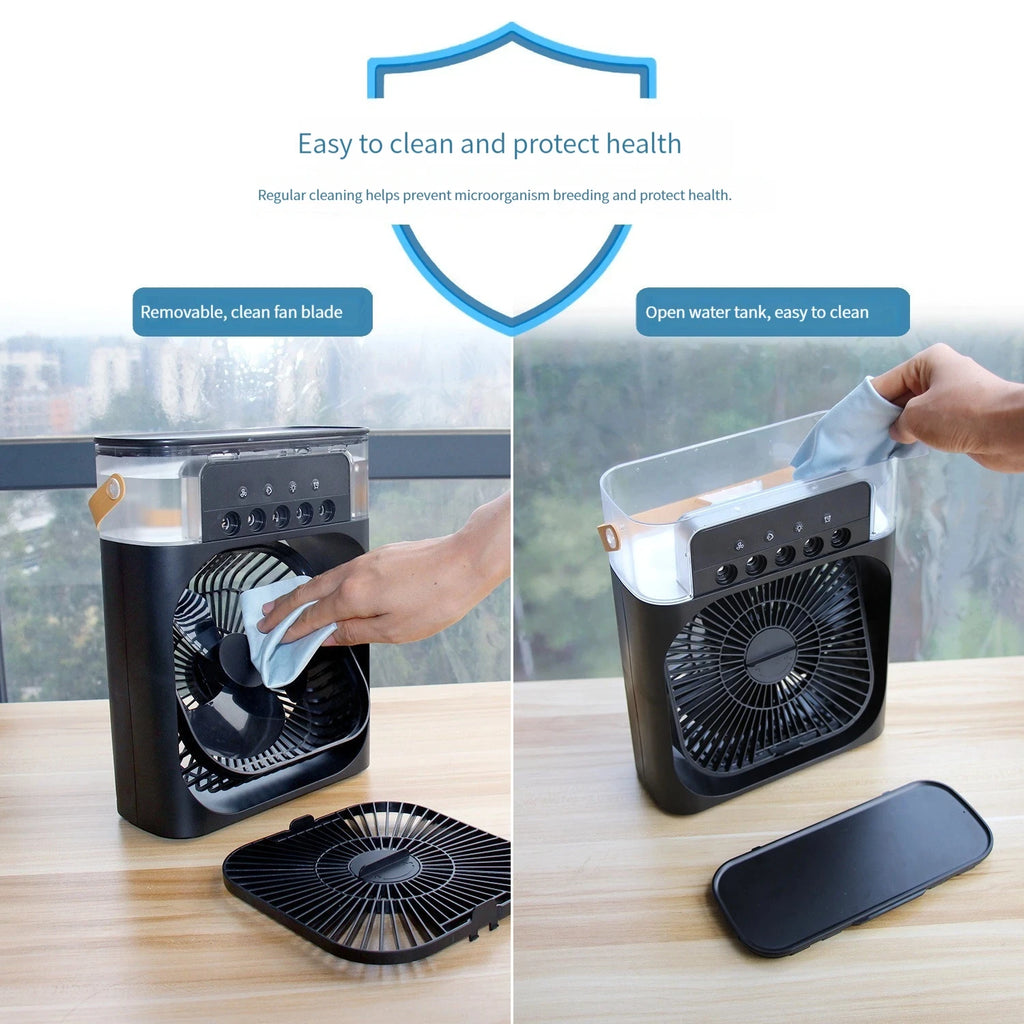 3-in-1 Air Cooler Fan & Humidifier – USB Portable Mist Fan with 600ml Tank