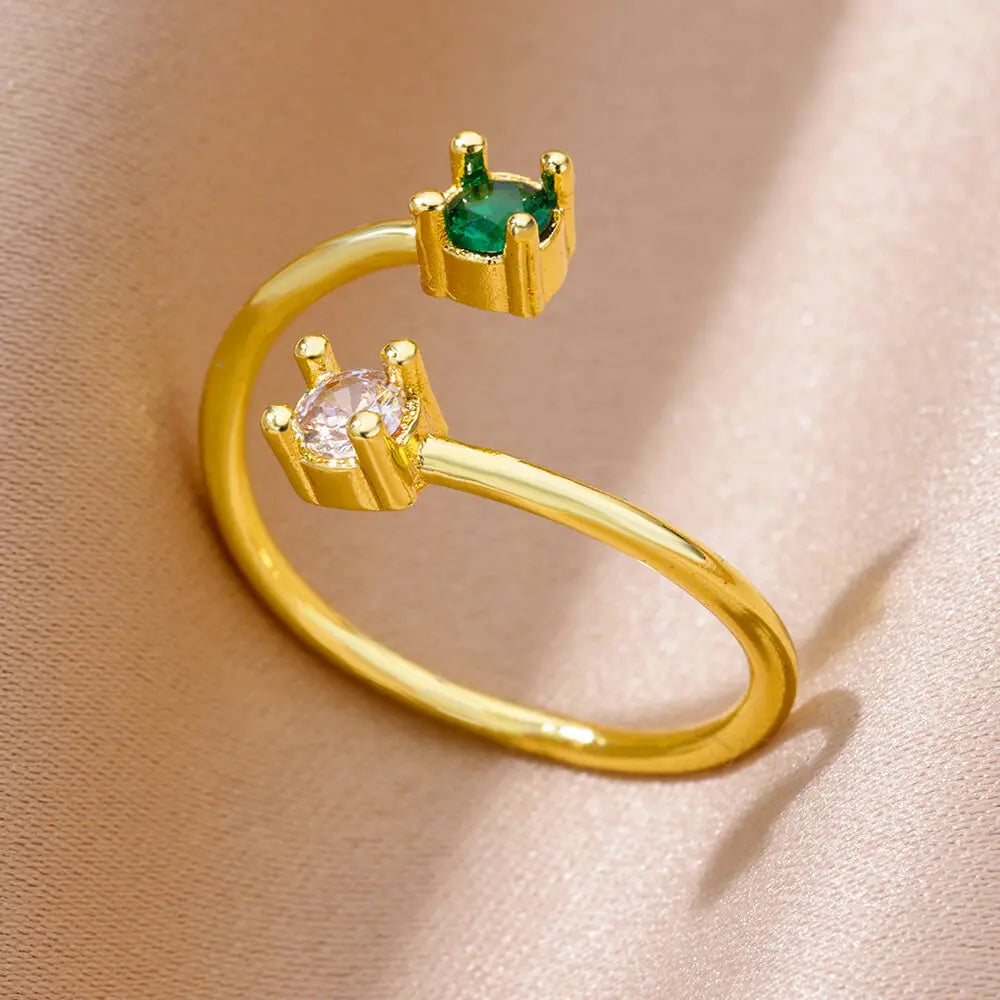 18K Gold Plated Stainless Steel Zircon Rings – Trendy Jewelry Gift