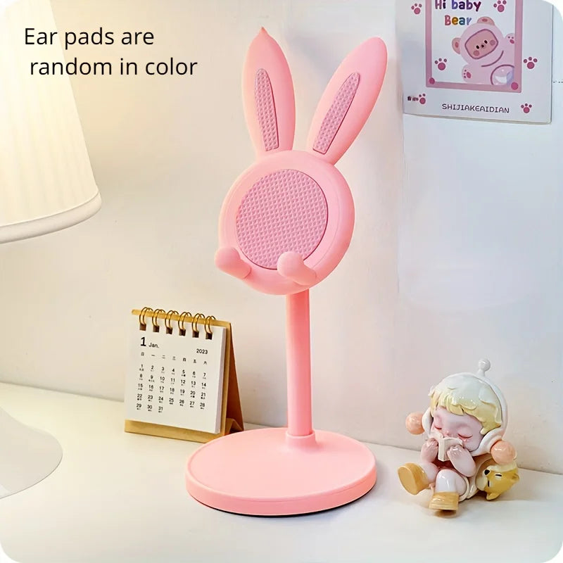 Adjustable Cartoon Bunny Ear Phone Stand Cute Rabbit Universal Tablet Holder Desktop Retractable Organizer For Home Office Decor