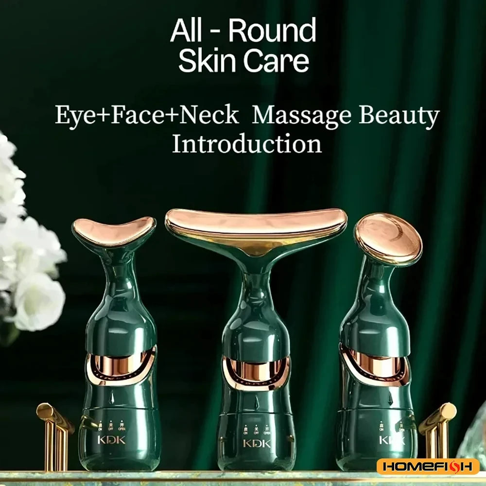 HOMEFISH 3-in-1 Facial Beauty Device – Sonic Vibration & LED Light Therapy for Lifting, Firming & Glowing Skin✅ FREE UK Delivery