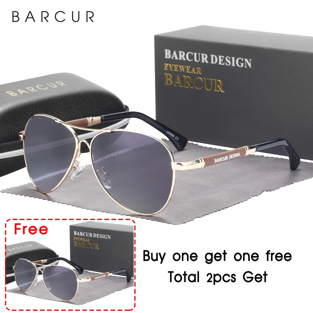 BARCUR Polarized Pilot Sunglasses – Memory Frame, Gradient Mirror Lens | Women & Men