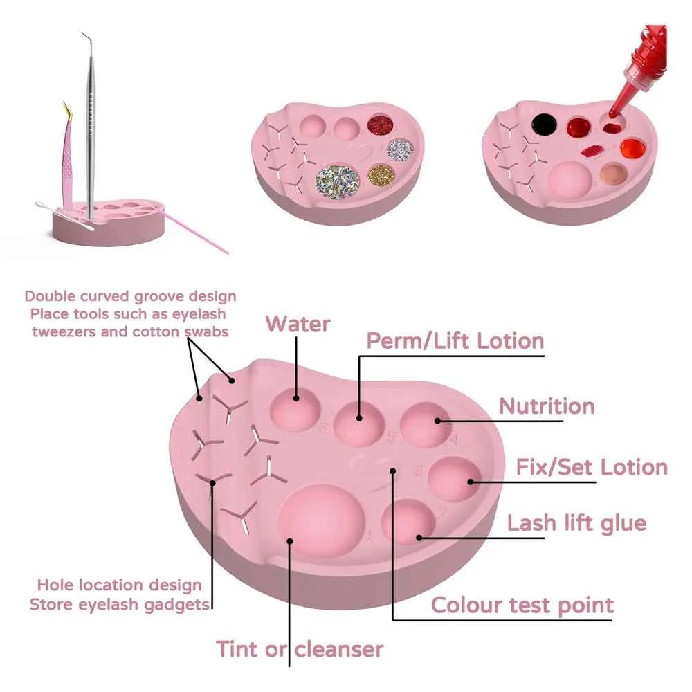 Silicone Eyelash Lift Palette Multi-Function Polish Gel Mixing Makeup Tool Eyelash Extension Reusable Silicone Lash Palette
