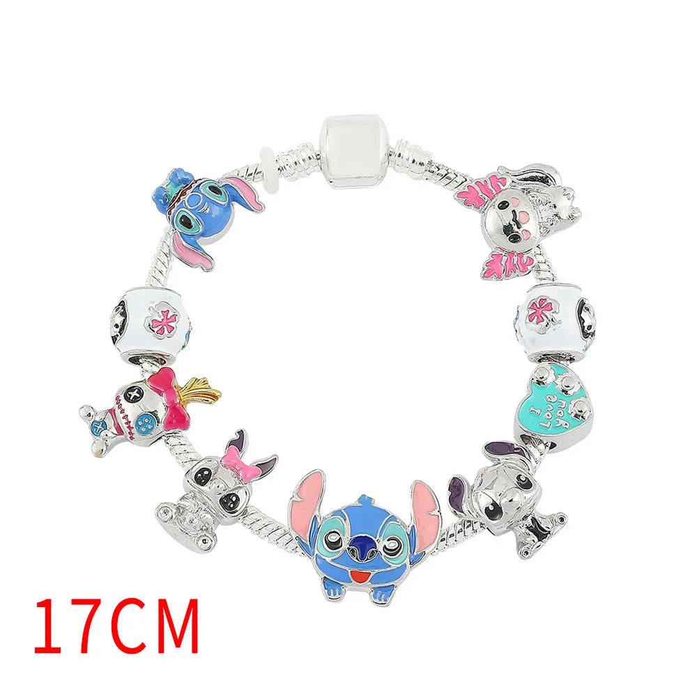 Stitch Cartoon Charm Bracelet – DIY Beads Design, Cute Anime Fashion Jewelry, Adjustable Size, Perfect Gift for Girls & Collectors ✅FREE UK Delivery