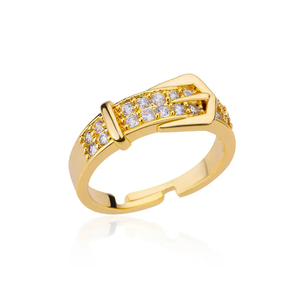 18K Gold Plated Stainless Steel Zircon Rings – Trendy Jewelry Gift
