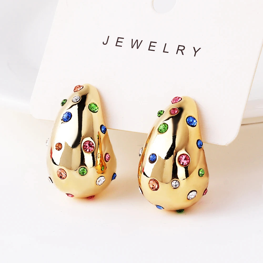 18K PVD Gold Teardrop Earrings – Waterproof Steel