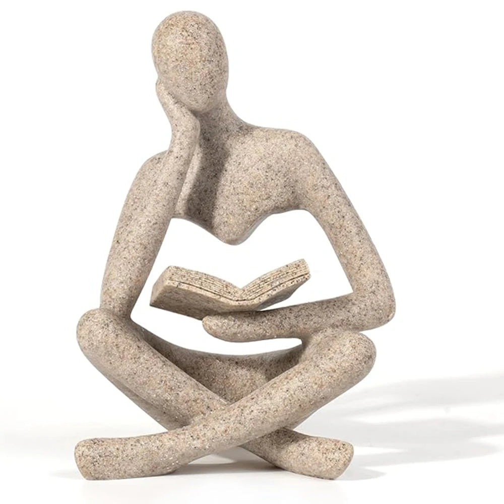 Abstract Thinker Sculpture | Modern Resin Figurine for Bookshelf & Desk Decor