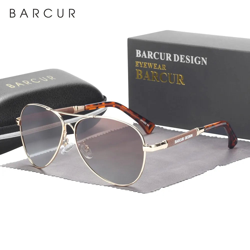 BARCUR Polarized Pilot Sunglasses – Memory Frame, Gradient Mirror Lens | Women & Men