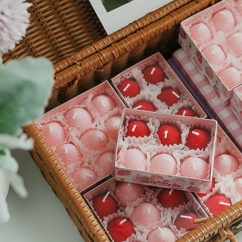 Strawberry Scented Candles Gift Box | Handmade Fruit Aromatherapy Candles